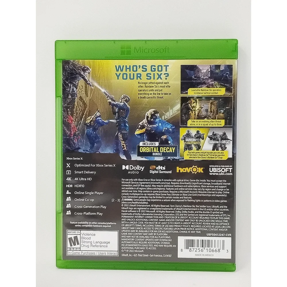 Tom Clancy Rainbow Six Extraction Xbox Series X One Tactical Coop Action Game M